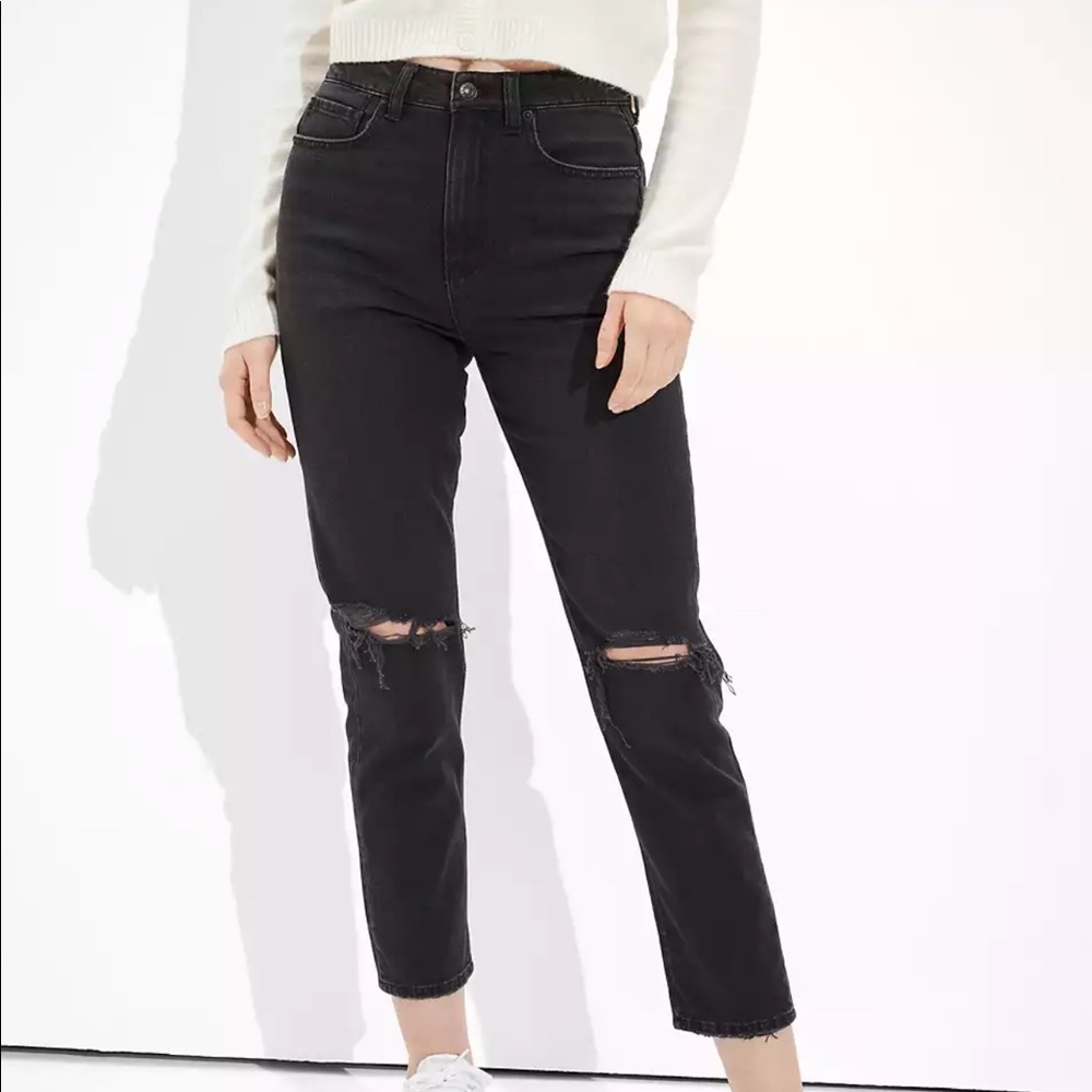 NWT AE Size 8/29W Ripped Highest Waist Mom Jean
